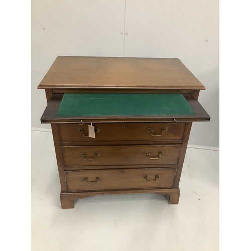 133 - A small George III style mahogany chest with slide, width 76cm, depth 45cm, height 82cm.