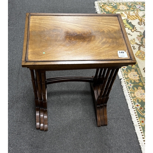 149 - * * A nest of three Edwardian rectangular mahogany tea tables, on spindle turned legs, width 48cm, d... 