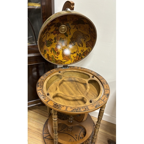 154 - A reproduction globe drinks trolley, height 92cm