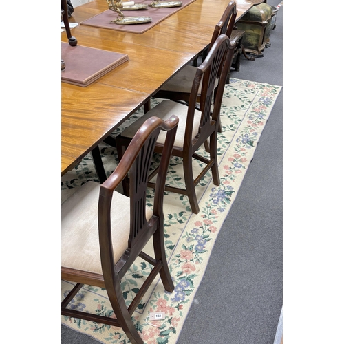 168 - * * A set of six Hepplewhite style mahogany dining chairs, all singles Please note this lot attracts... 