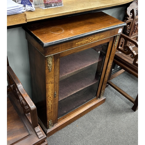 173 - A Victorian walnut and marquetry pier cabinet, width 76cm, depth 29cm, height 98cm