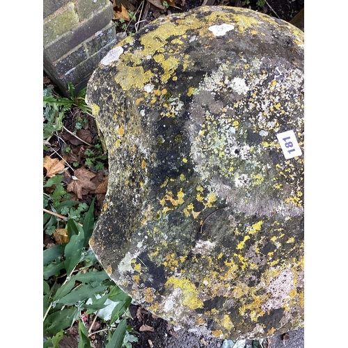 181 - A weathered reconstituted staddle stone, height 77cm