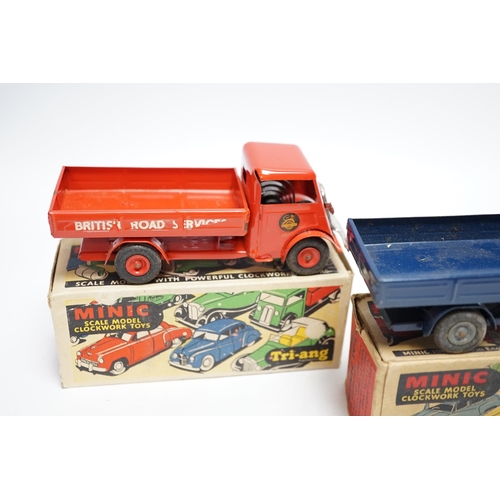 258 - Two boxed Tri-ang Minic tinplate clockwork Delivery Lorries, one example, in British Road Services l... 