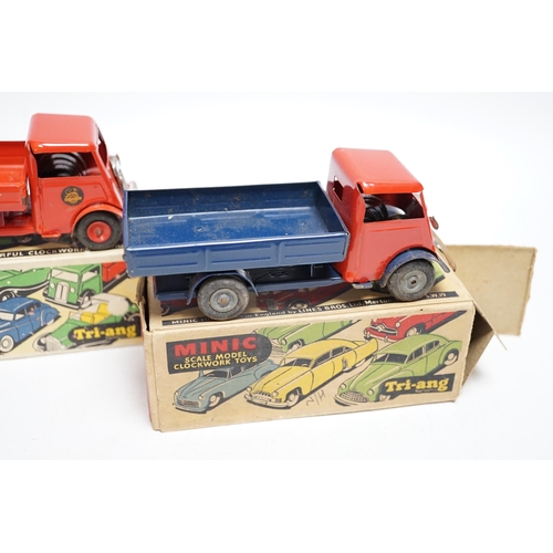 258 - Two boxed Tri-ang Minic tinplate clockwork Delivery Lorries, one example, in British Road Services l... 