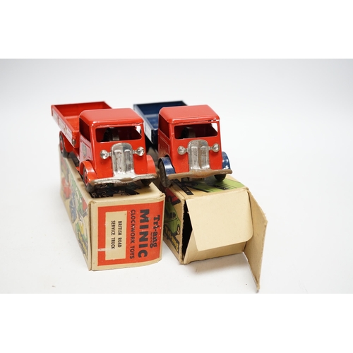 258 - Two boxed Tri-ang Minic tinplate clockwork Delivery Lorries, one example, in British Road Services l... 