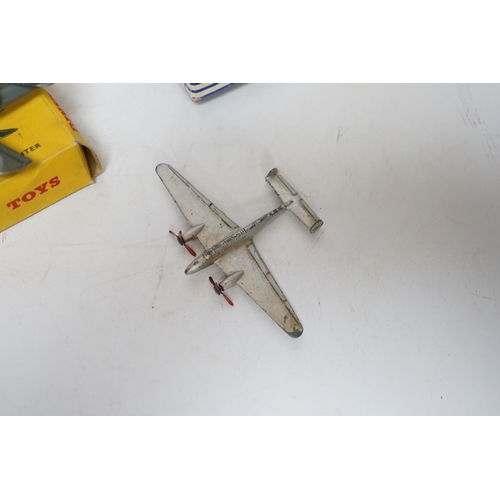 262 - Four Dinky Toys aircraft; three boxed examples including (702) DH Comet Airliner, (70A) Avro York Ai... 