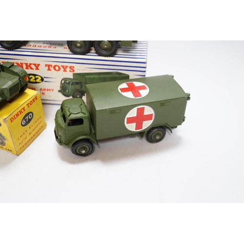 267 - Eleven boxed military Dinky Toys including; (651) two Centurion Tanks, (622) 10 ton Army Truck, (626... 