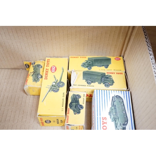 267 - Eleven boxed military Dinky Toys including; (651) two Centurion Tanks, (622) 10 ton Army Truck, (626... 