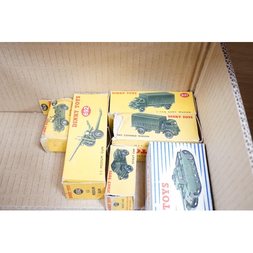 267 - Eleven boxed military Dinky Toys including; (651) two Centurion Tanks, (622) 10 ton Army Truck, (626... 