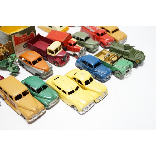 283 - Nineteen Dinky Toys including; Mobilgas Tanker, Ford Sedan, Austin Devon, Austin Somerset, Standard ... 