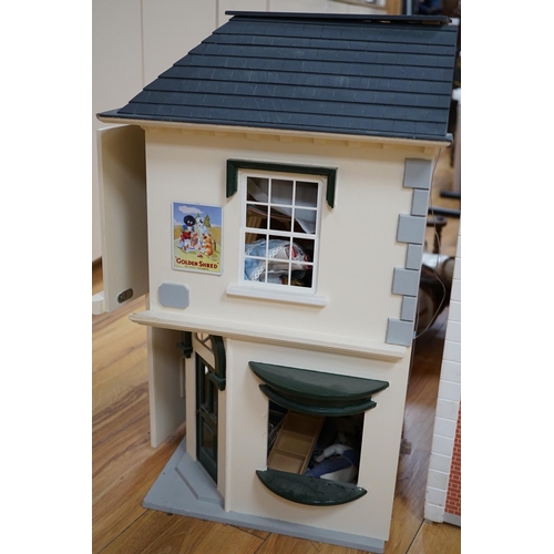 361 - A modern Georgian style dolls house, with two front opening doors, containing six rooms with furnish... 