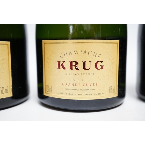 375 - Three half bottles of Krug Grande Cuvee Champagne.