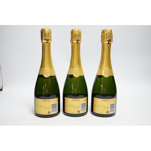 375 - Three half bottles of Krug Grande Cuvee Champagne.