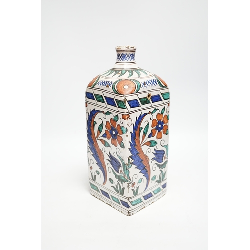 377 - An Iznik style tin glazed flask, 28cm