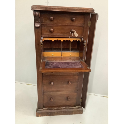 39 - A Victorian mahogany Wellington chest, width 56cm, depth 41cm, height 124cm