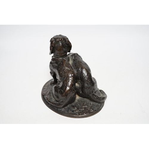 391 - After Emmanuel Fremiet (1824-1910), a bronze group of spaniels, 14cm