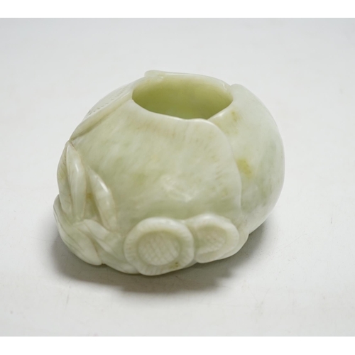 397 - A Chinese bowenite jade water pot, 10.3 cm