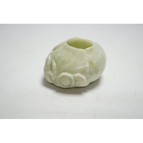 397 - A Chinese bowenite jade water pot, 10.3 cm