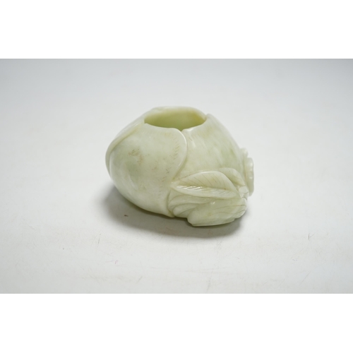 397 - A Chinese bowenite jade water pot, 10.3 cm