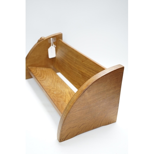 398 - A Robert Mouseman Thompson oak book trough, 45cm wide