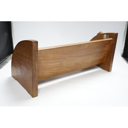 398 - A Robert Mouseman Thompson oak book trough, 45cm wide