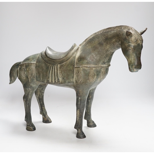 402 - A Chinese bronze horse, 35cm