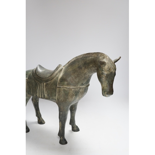 402 - A Chinese bronze horse, 35cm