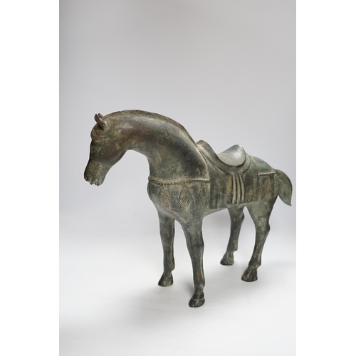 402 - A Chinese bronze horse, 35cm