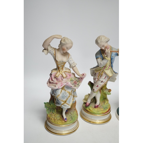 403 - Three French coloured bisque figures, tallest 27cm