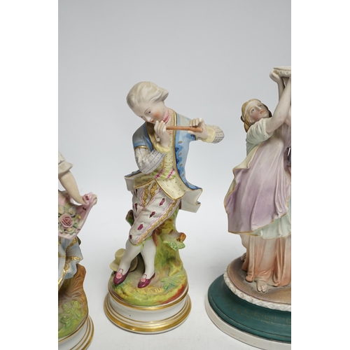 403 - Three French coloured bisque figures, tallest 27cm