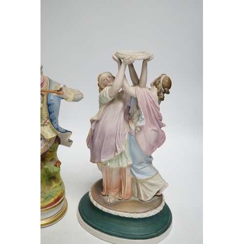 403 - Three French coloured bisque figures, tallest 27cm