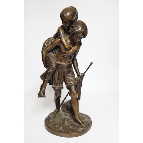 408 - Charles Cumberworth (1811-1852), a bronze figure group, 47cm