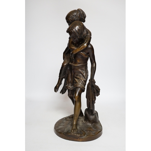 408 - Charles Cumberworth (1811-1852), a bronze figure group, 47cm