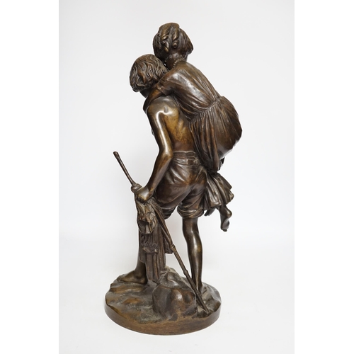 408 - Charles Cumberworth (1811-1852), a bronze figure group, 47cm