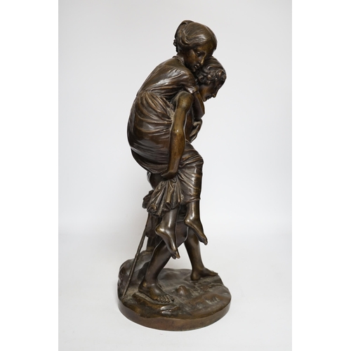 408 - Charles Cumberworth (1811-1852), a bronze figure group, 47cm