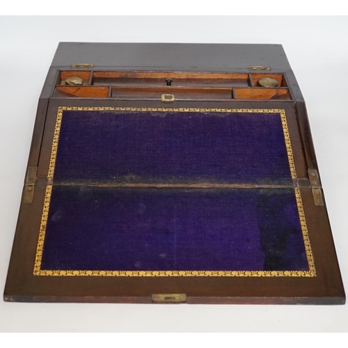 410 - A Victorian mother of pearl inlaid writing slope, 35.5cm wide