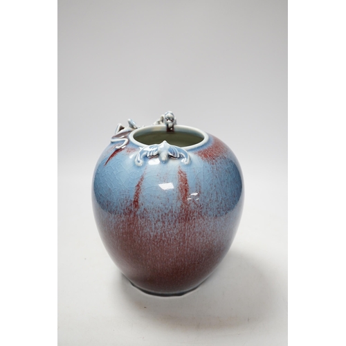441 - A Chinese crackle glaze dragon vase, 21cm