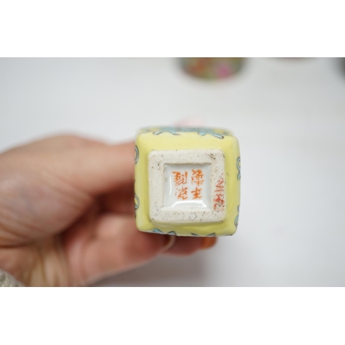 444 - Seven 19th/20th century Chinese enamelled porcelain vases,  boxes or jars