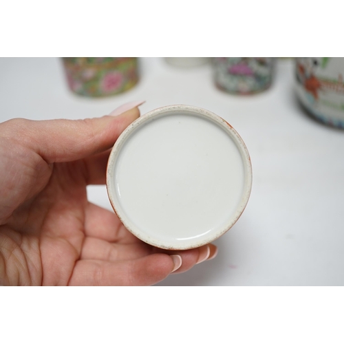 444 - Seven 19th/20th century Chinese enamelled porcelain vases,  boxes or jars