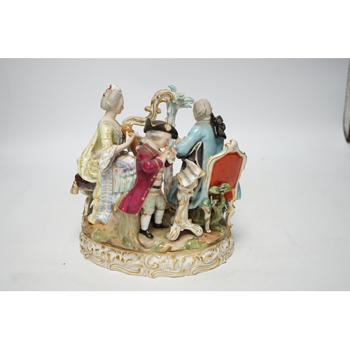 445 - An early 20th century Meissen figure group of musicians, stamped D48, 18cm