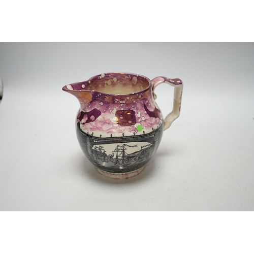 447 - * * A Worcester Kakiemon pattern coffee cup and saucer, c.1780 and Grays Pottery pink lustre Iron... 