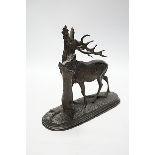 448 - After Pierre-Jules Mene (1810 - 1879), a bronze model of a stag, 23cm