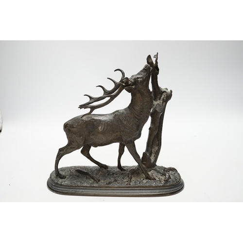 448 - After Pierre-Jules Mene (1810 - 1879), a bronze model of a stag, 23cm