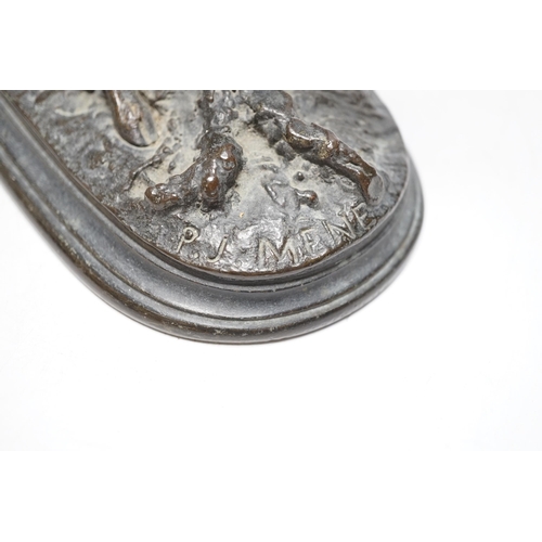 448 - After Pierre-Jules Mene (1810 - 1879), a bronze model of a stag, 23cm