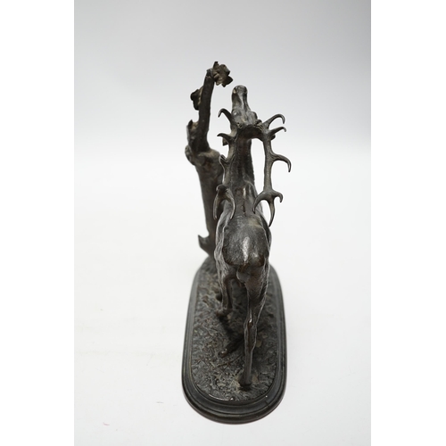 448 - After Pierre-Jules Mene (1810 - 1879), a bronze model of a stag, 23cm