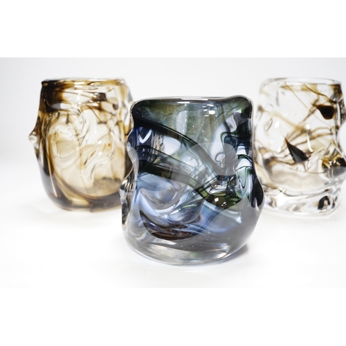 450 - Three Whitefriars Knobbly vases, 13cm