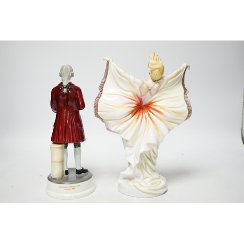 453 - A Royal Doulton Prestige Butterfly Ladies figure The Peacock HN 4846 together with a Wedgwood fi... 