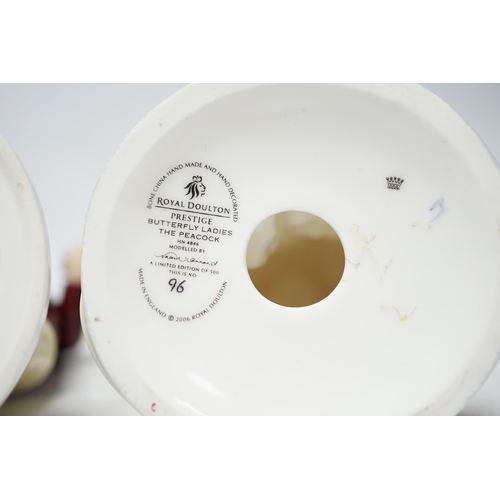 453 - A Royal Doulton Prestige Butterfly Ladies figure The Peacock HN 4846 together with a Wedgwood fi... 