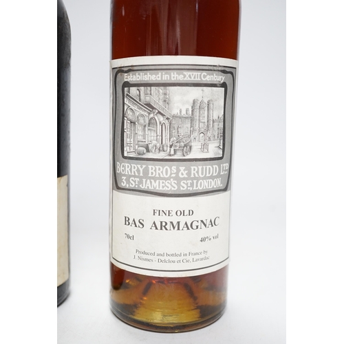 456 - A bottle of Berry Bros 1970 vintage port and Armagnac (2)