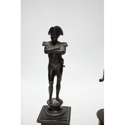 460 - A 19th century bronze figure of Napoleon and a 19th century bronze figure of Bacchus, tallest 12.5cm... 